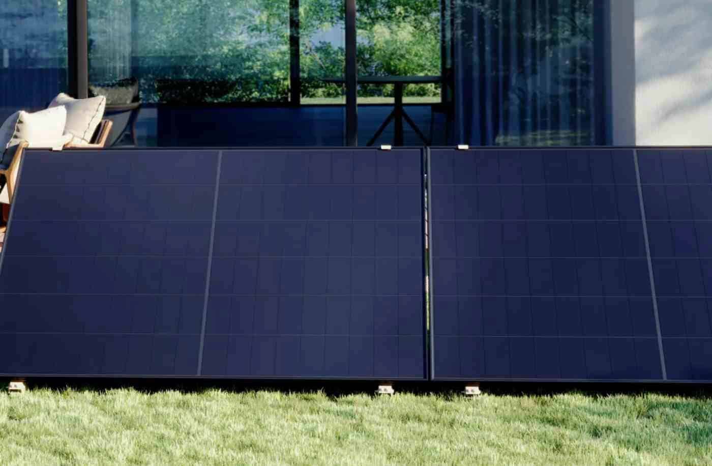 solar panels on the grass