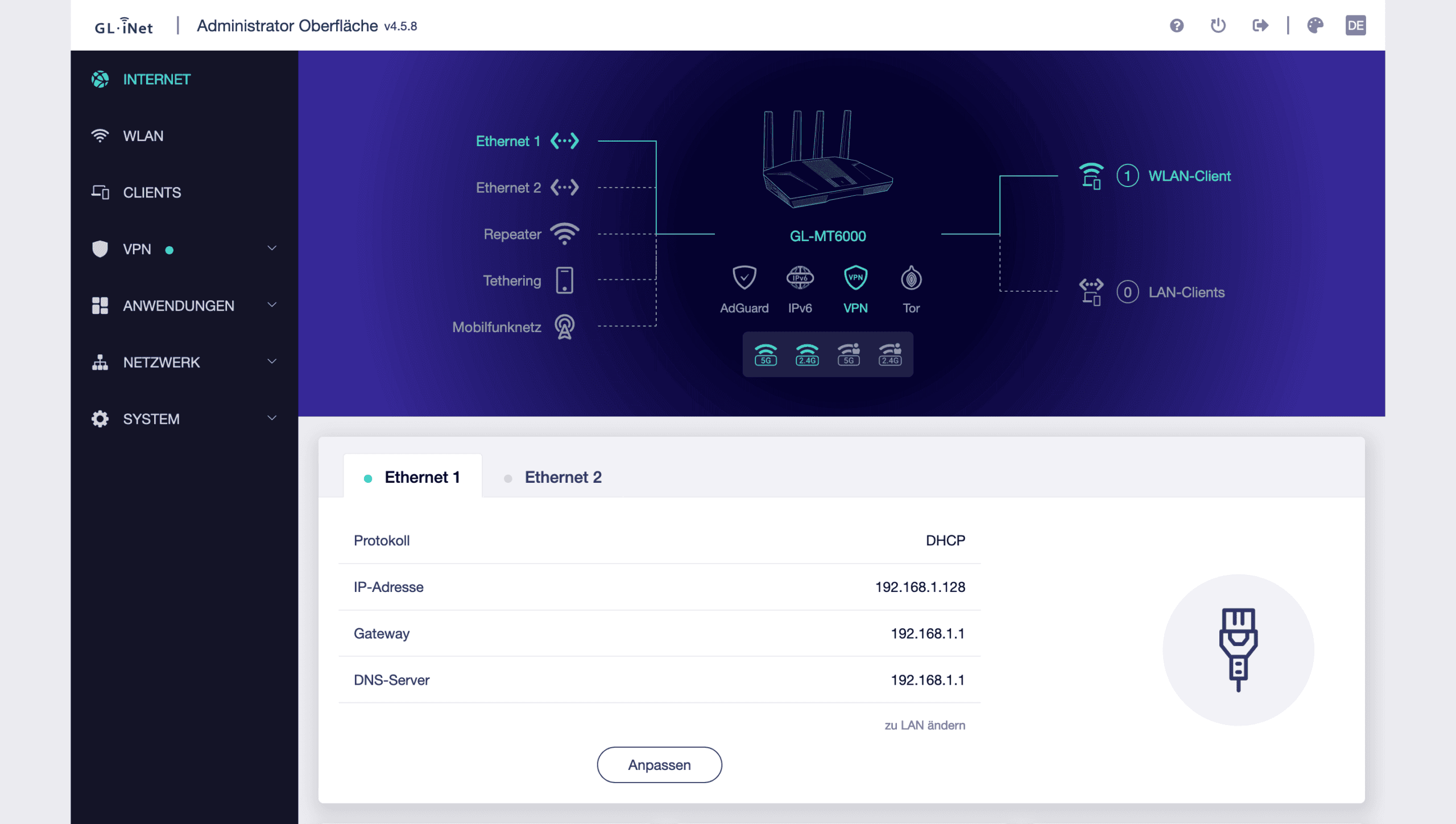 Flint2 10 37 24 GL.iNet Admin Panel • 🚀 techboys.de : 💡Smarte Technik & Hardware für den Alltag