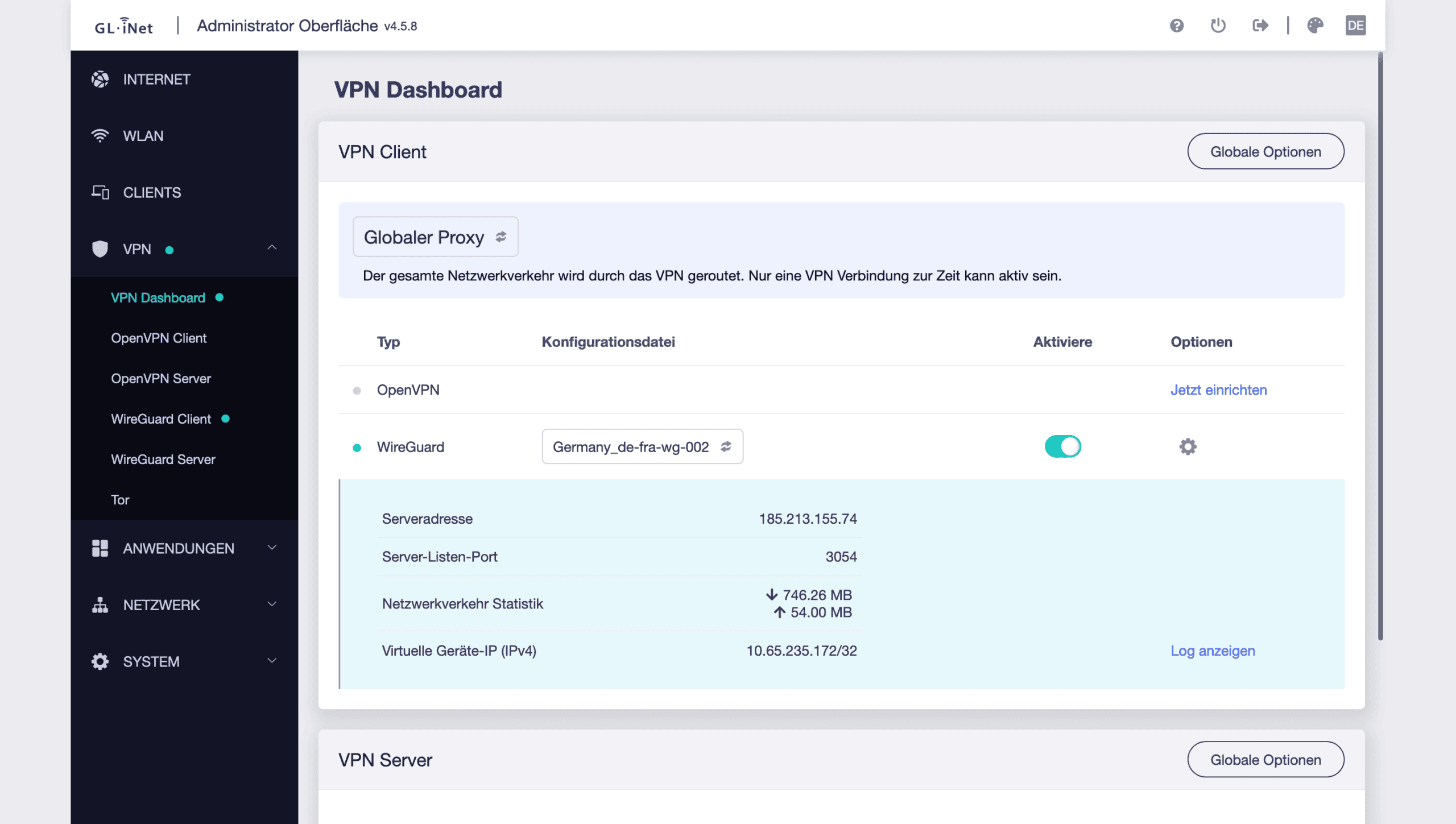 Flint2 10 38 46 GL.iNet Admin Panel • 🚀 techboys.de : 💡Smarte Technik & Hardware für den Alltag